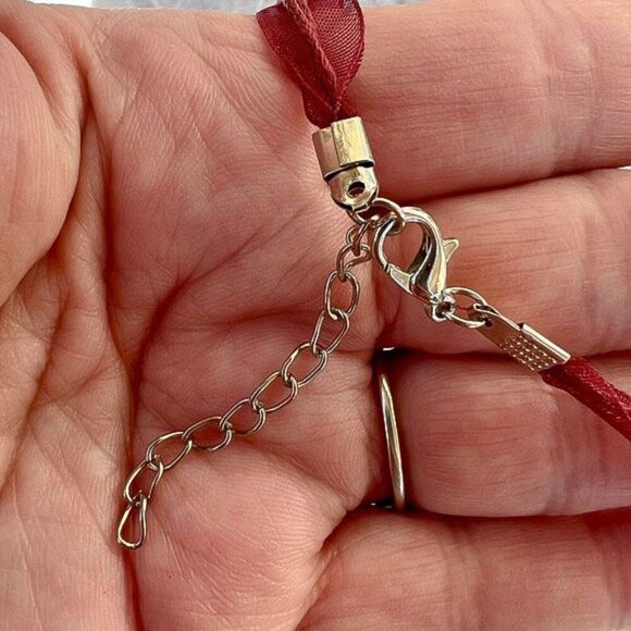 Vintage Geode Slice Pendant Necklace Black & Burgundy - Picture 9 of 10